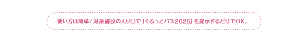 使い方は簡単!対象施設の入口で「ぐるっとパス2025」を提示するだけでOK。※施設により異なります。